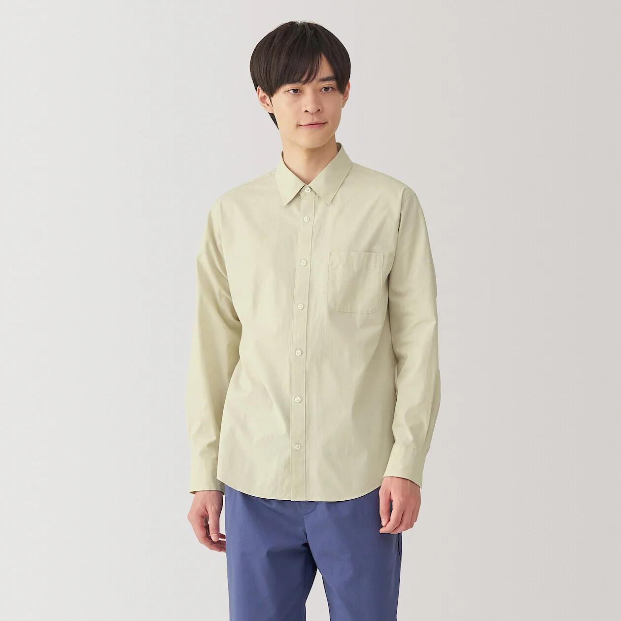 Washed Broadcloth 100% Cotton Long Sleeve Shirt - Image 49