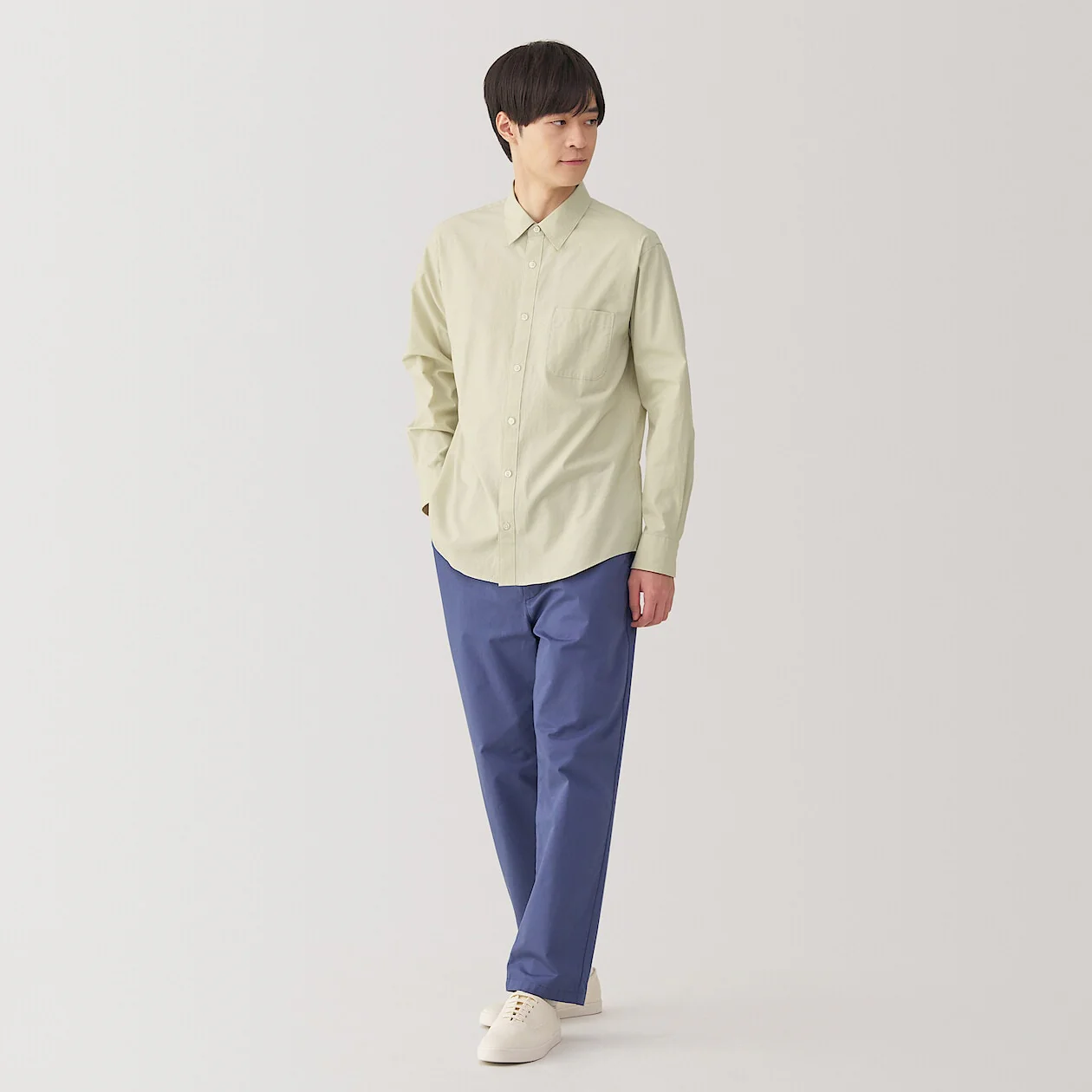 Washed Broadcloth 100% Cotton Long Sleeve Shirt - Image 50