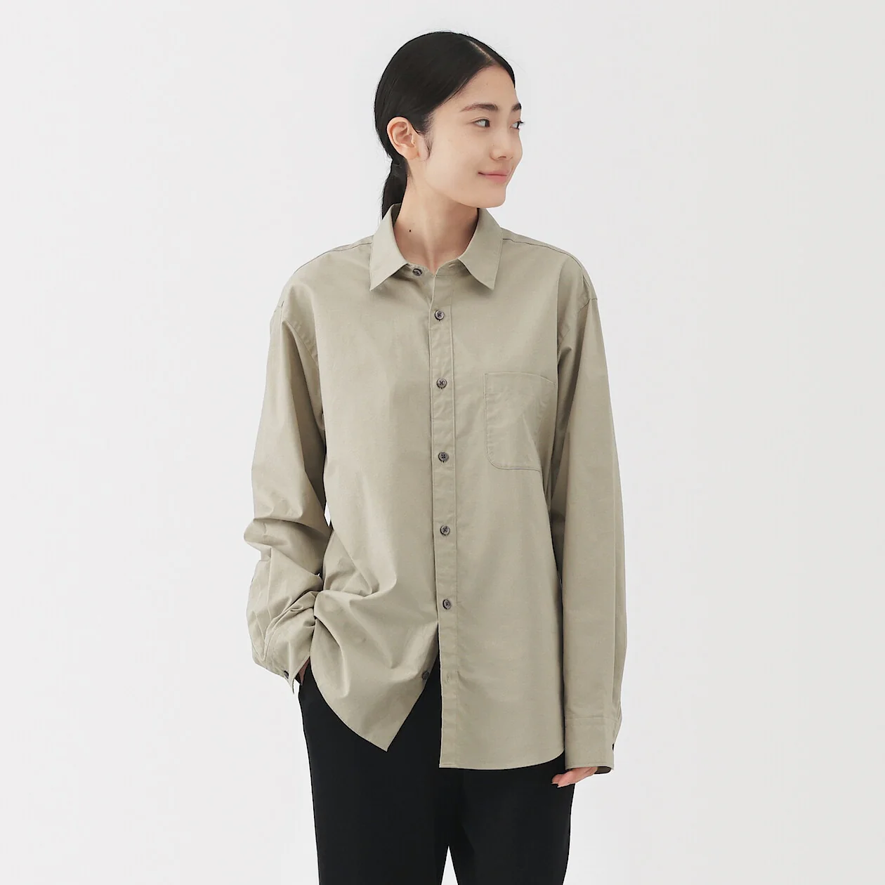 Washed Broadcloth 100% Cotton Long Sleeve Shirt - Image 58