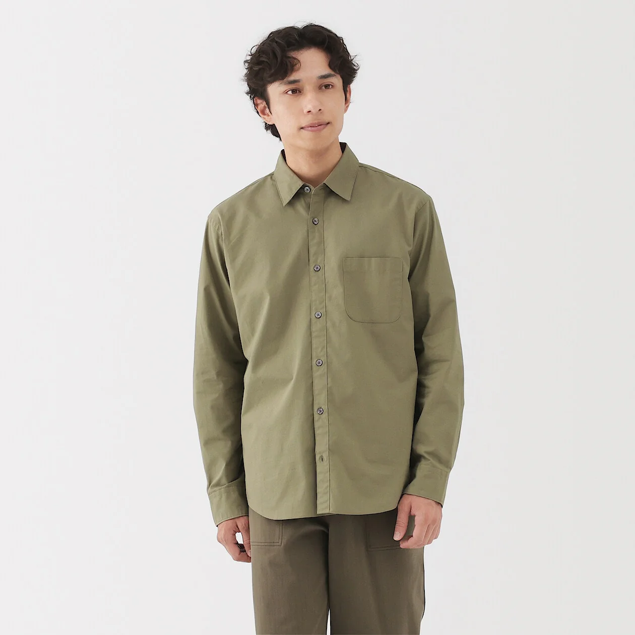 Washed Broadcloth 100% Cotton Long Sleeve Shirt - Image 62