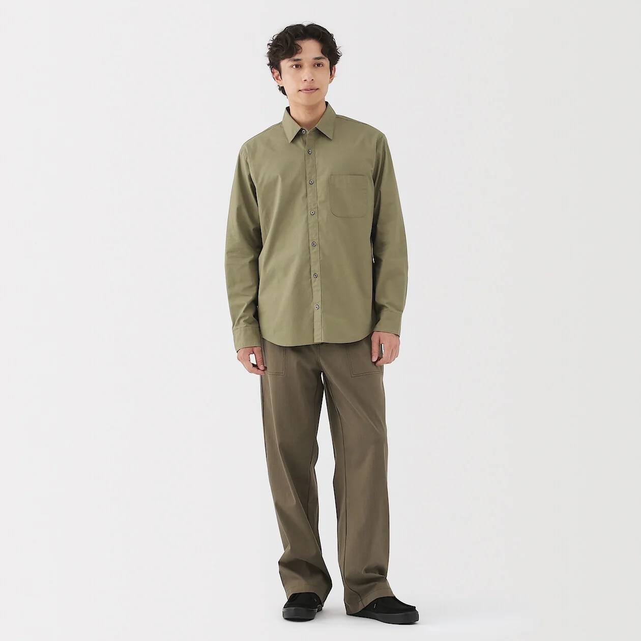 Washed Broadcloth 100% Cotton Long Sleeve Shirt - Image 63