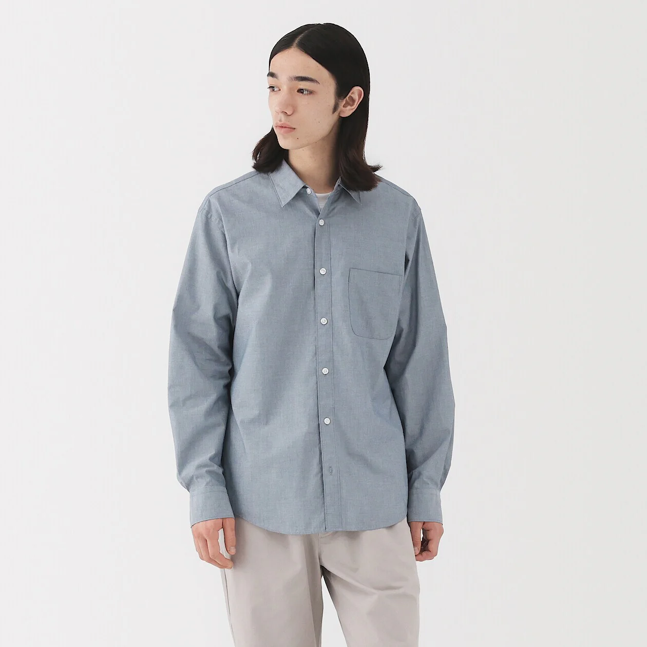 Washed Broadcloth 100% Cotton Long Sleeve Shirt - Image 66