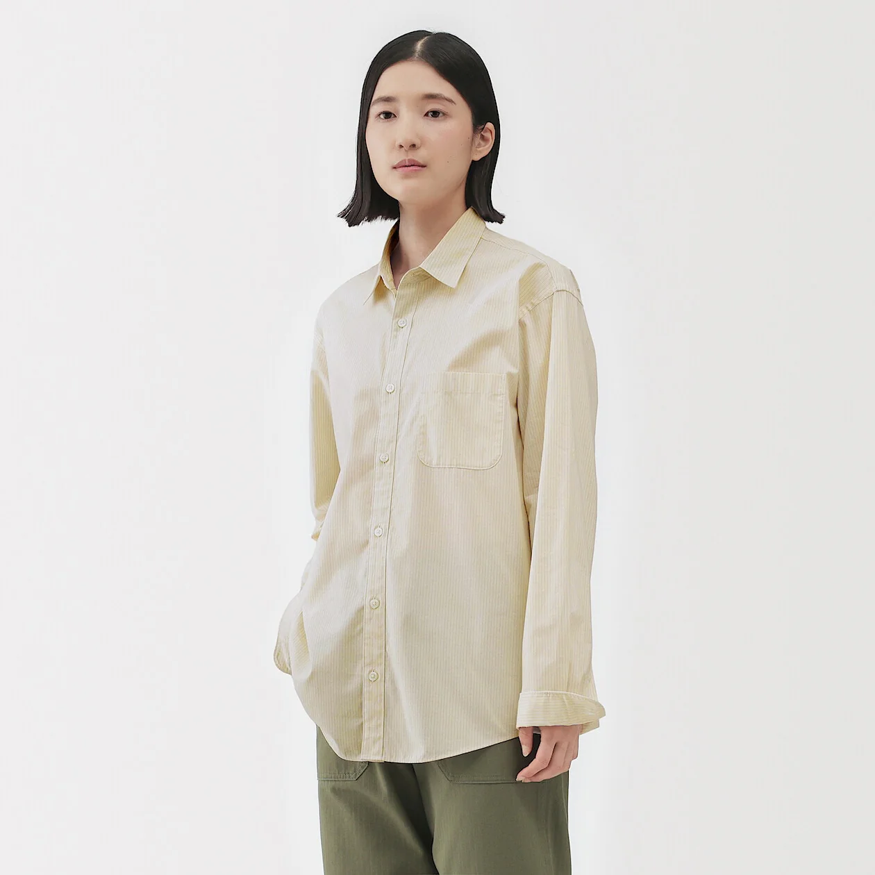 Washed Broadcloth 100% Cotton Long Sleeve Shirt - Image 71