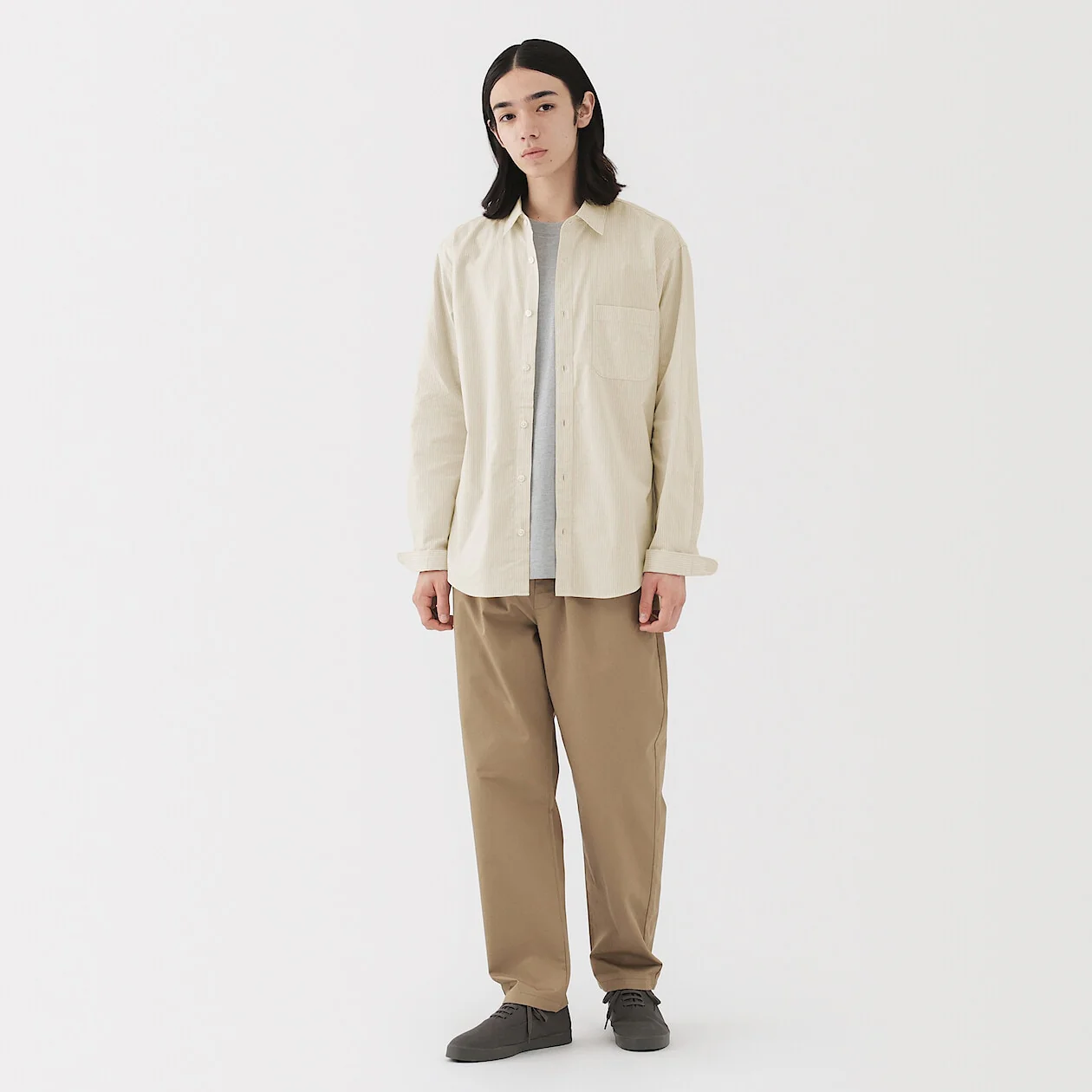 Washed Broadcloth 100% Cotton Long Sleeve Shirt - Image 72