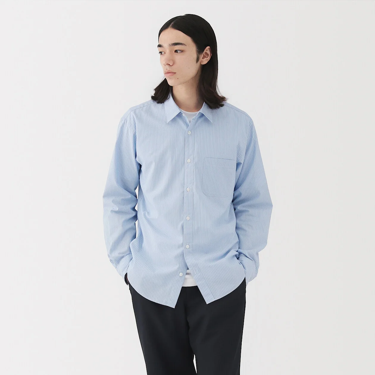 Washed Broadcloth 100% Cotton Long Sleeve Shirt - Image 75