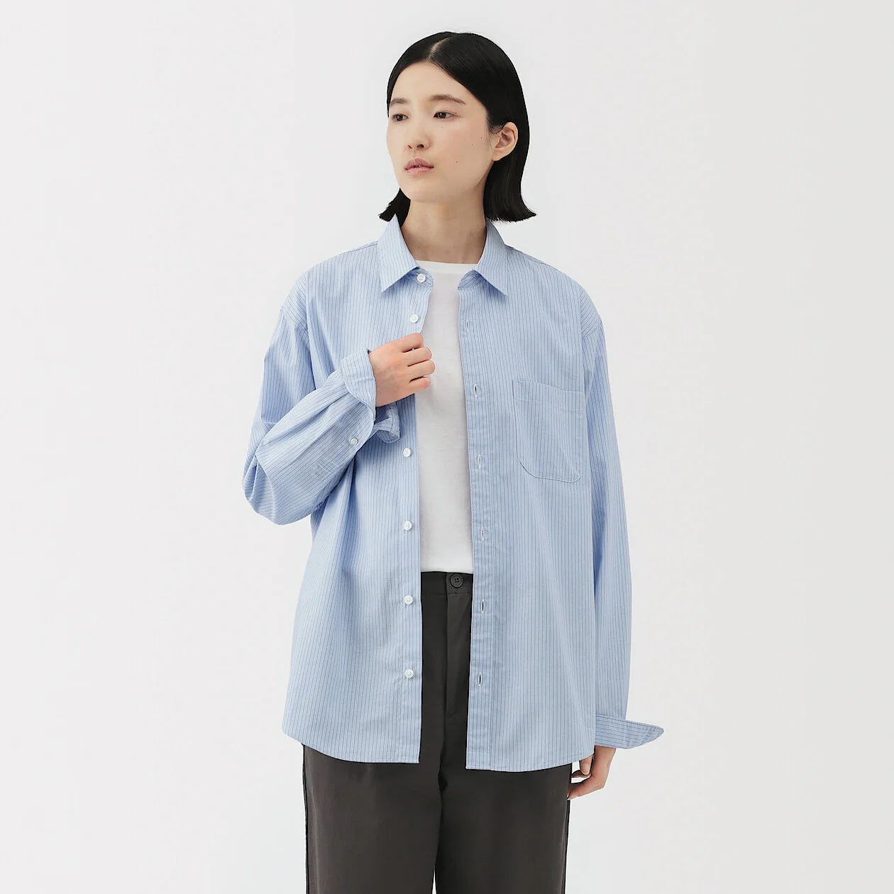 Washed Broadcloth 100% Cotton Long Sleeve Shirt - Image 76