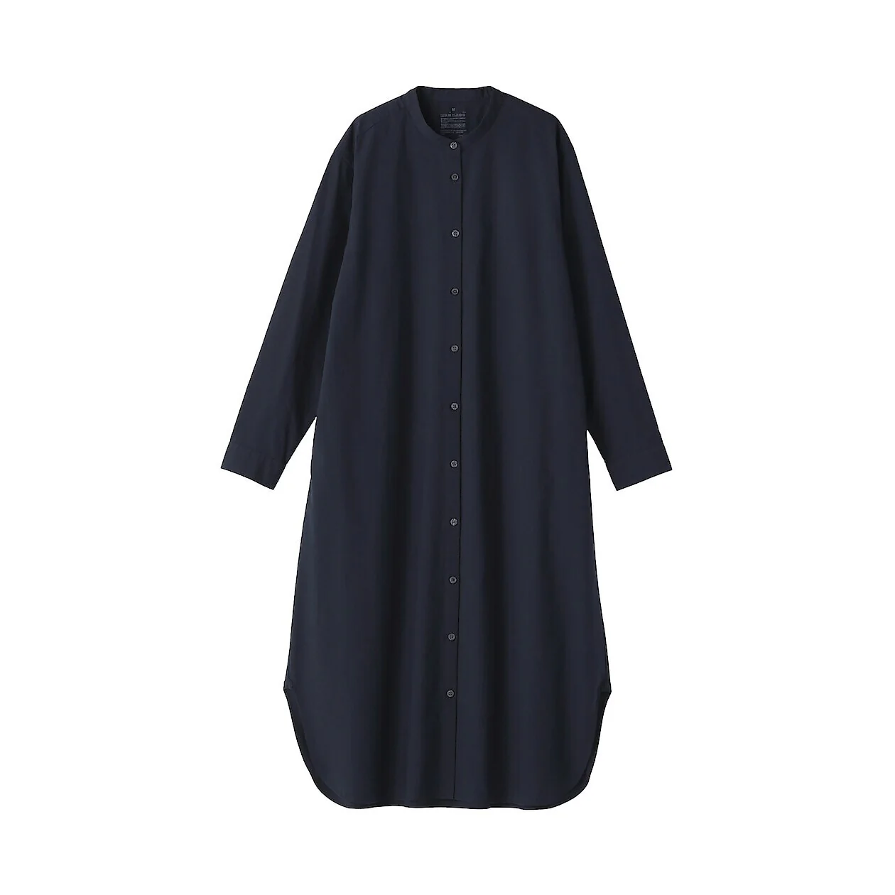 Washed Broadcloth 100% Cotton Stand Collar Shirt Dress - Image 8